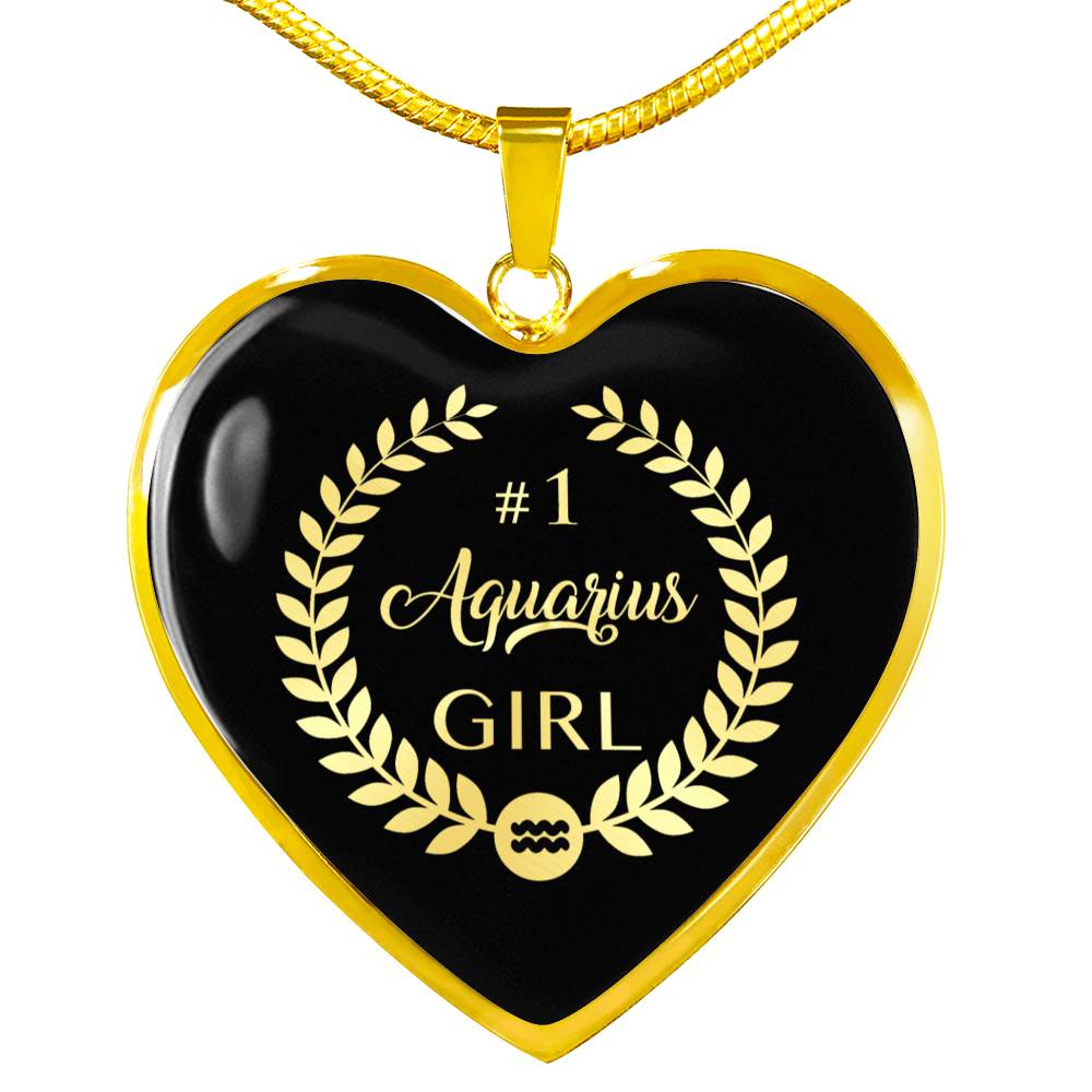 Aquarius #1 Girl Heart Necklace zodiac jewelry for her birthday outfit