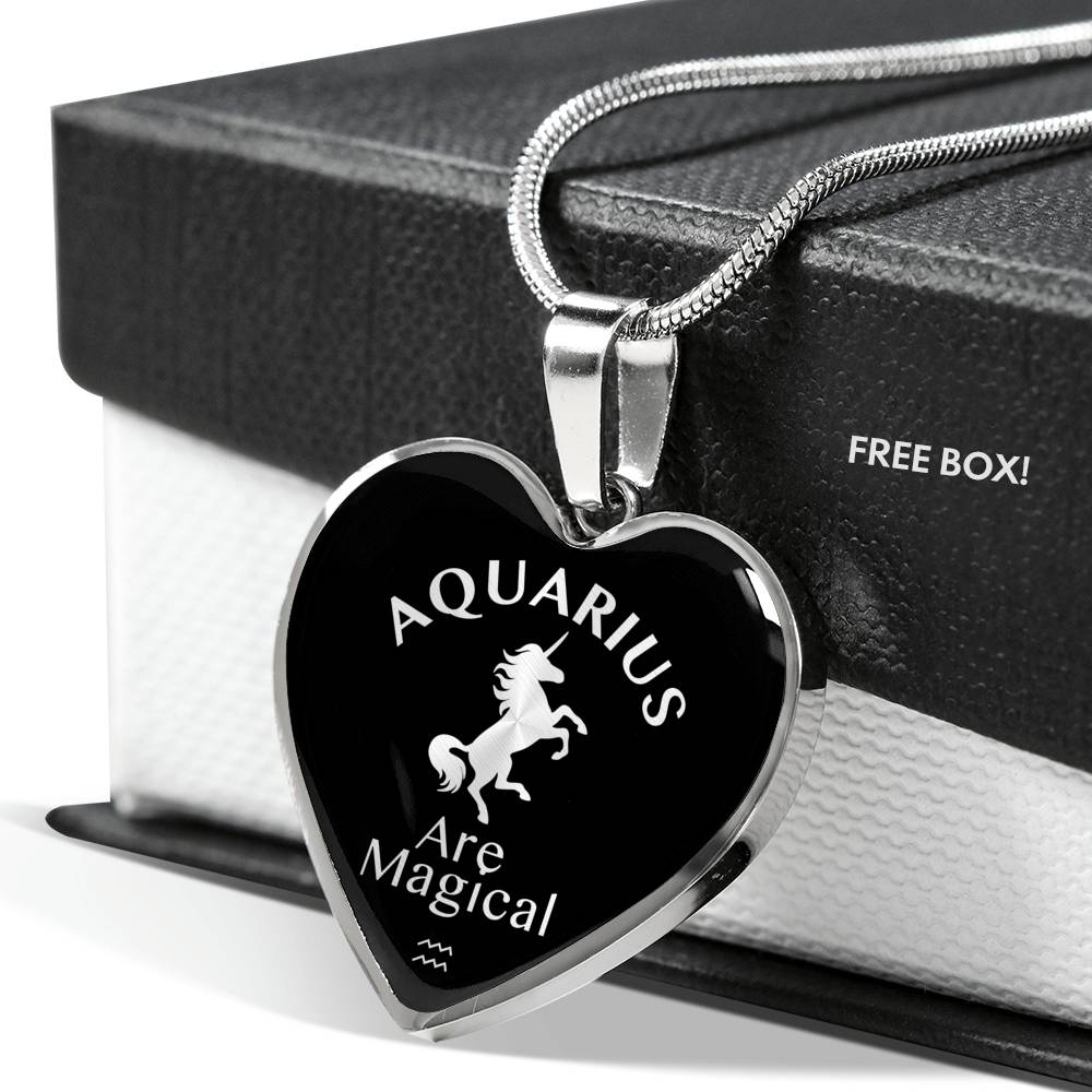 Aquarius Are Magical Heart Necklace zodiac jewelry for her birthday outfit