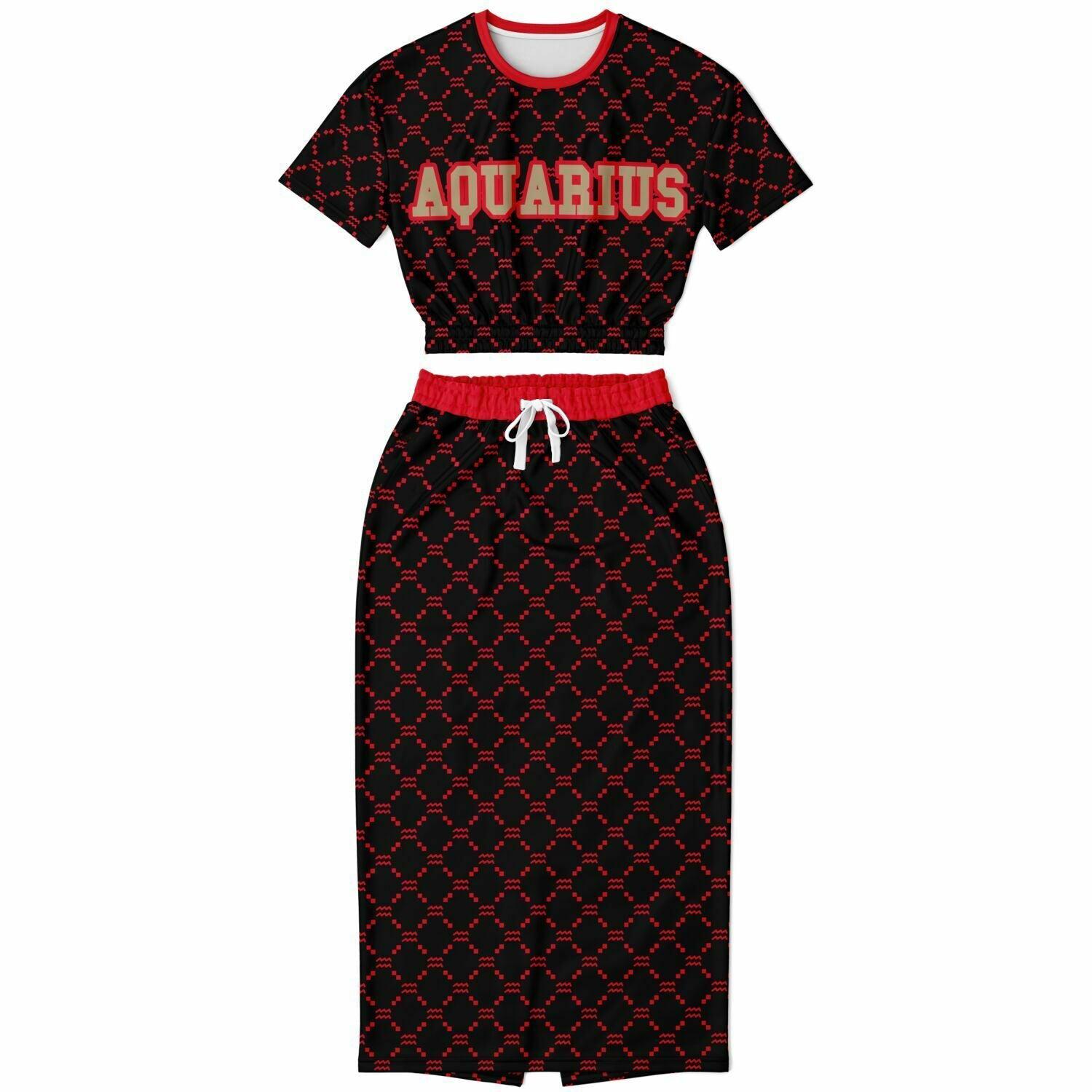 Aquarius G-Style Red Crop Shirt and Skirt Outfit
