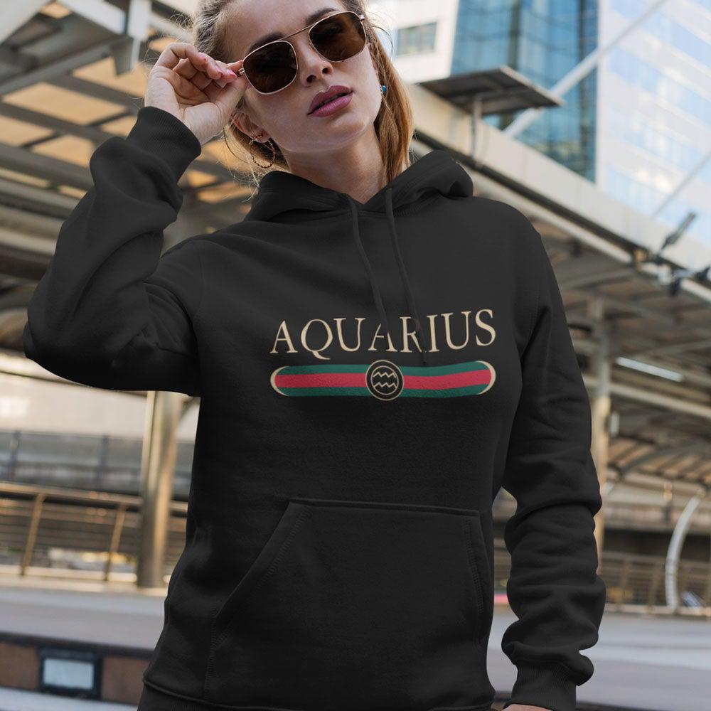 Aquarius Zodiac Shirts for your Birthday Outfit. Black Hoodie G-girl from Zodiac Gal