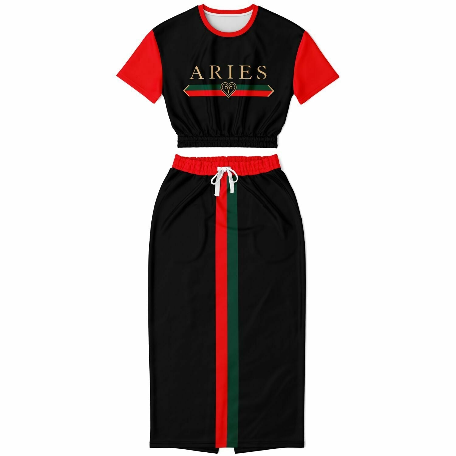 Aries G-Heart Crop Shirt & Skirt Outfit