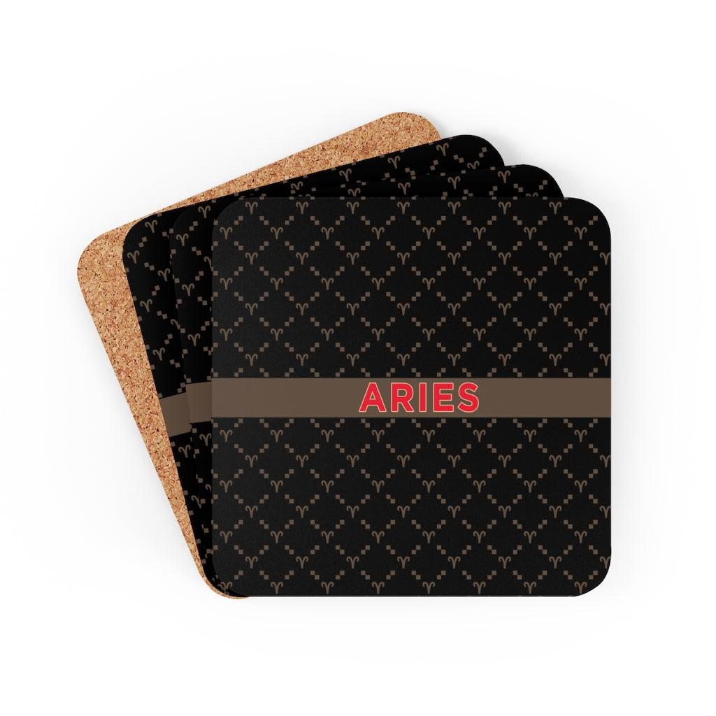 Aries G-Style Black Cork Coaster