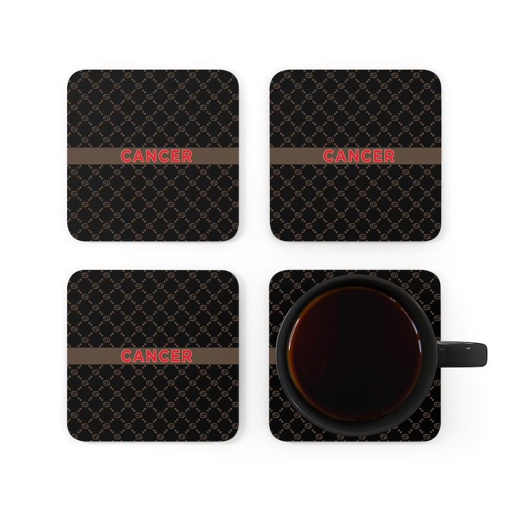 Cancer G-Style Black Cork Coaster