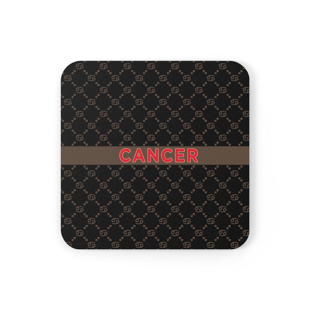 Cancer G-Style Black Cork Coaster