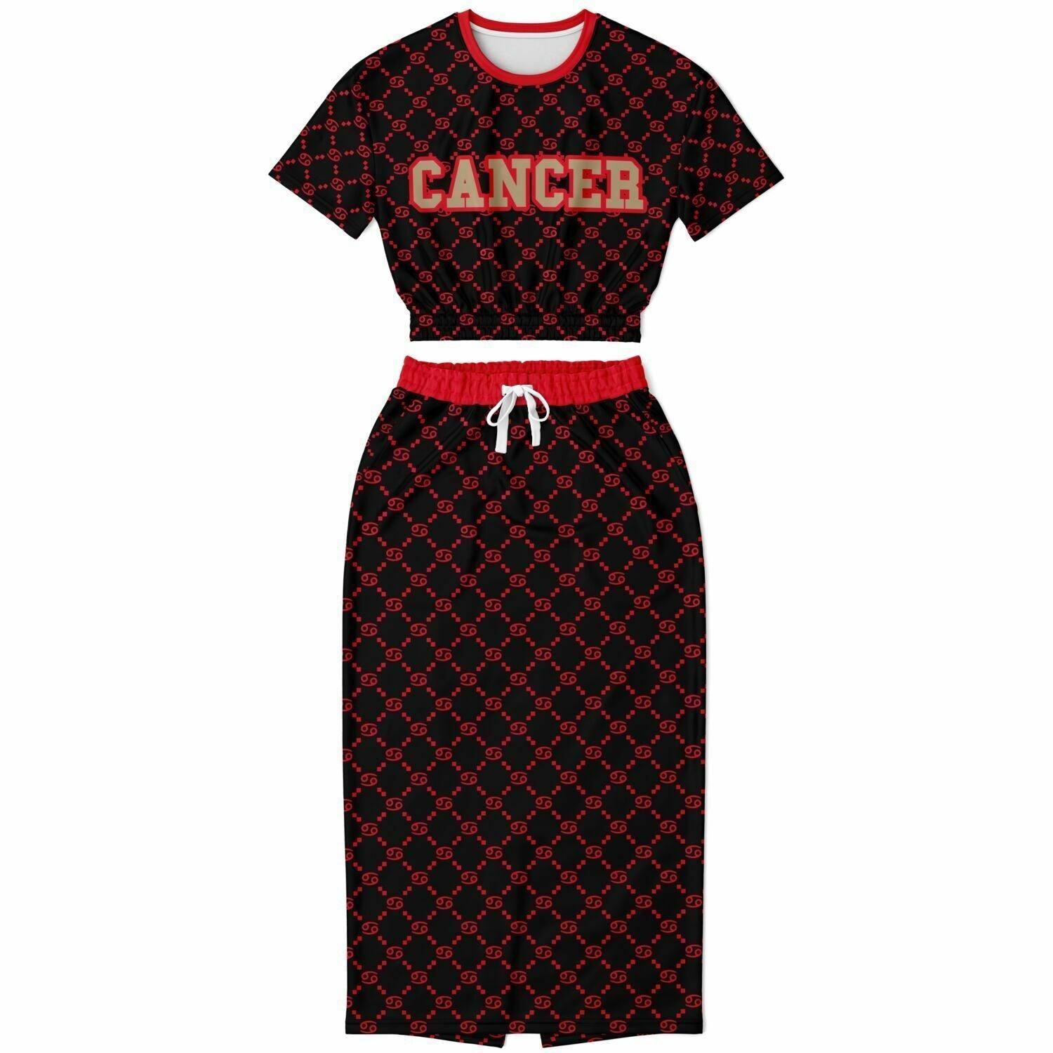 Cancer G-Style Red Crop Shirt and Skirt Outfit