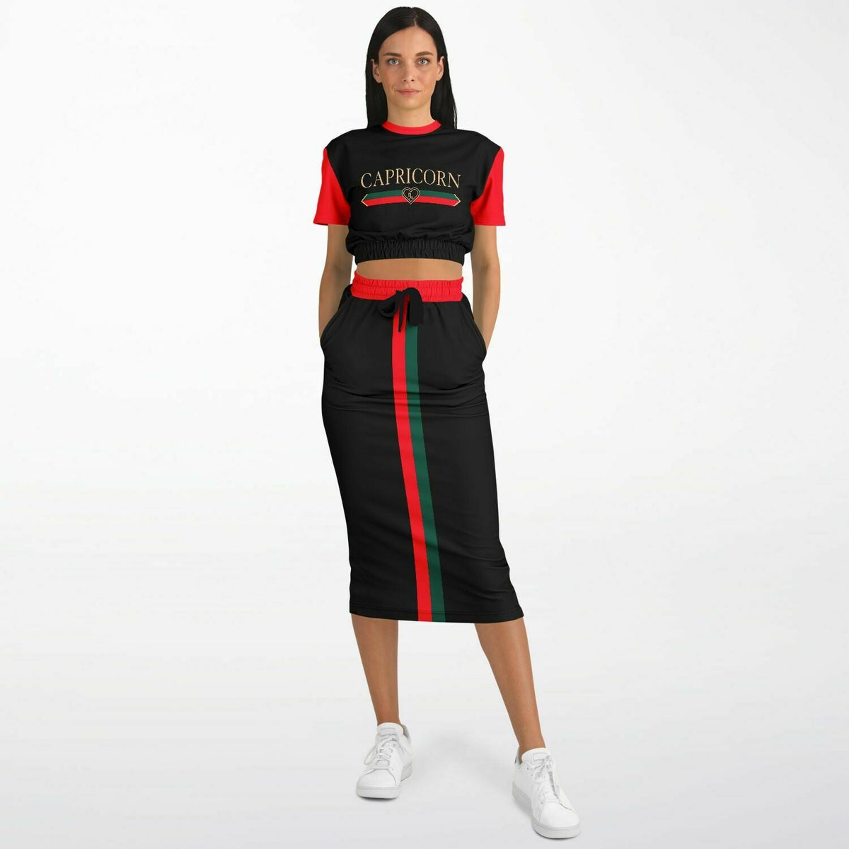 Capricorn G-Heart Crop Shirt &amp; Skirt Outfit