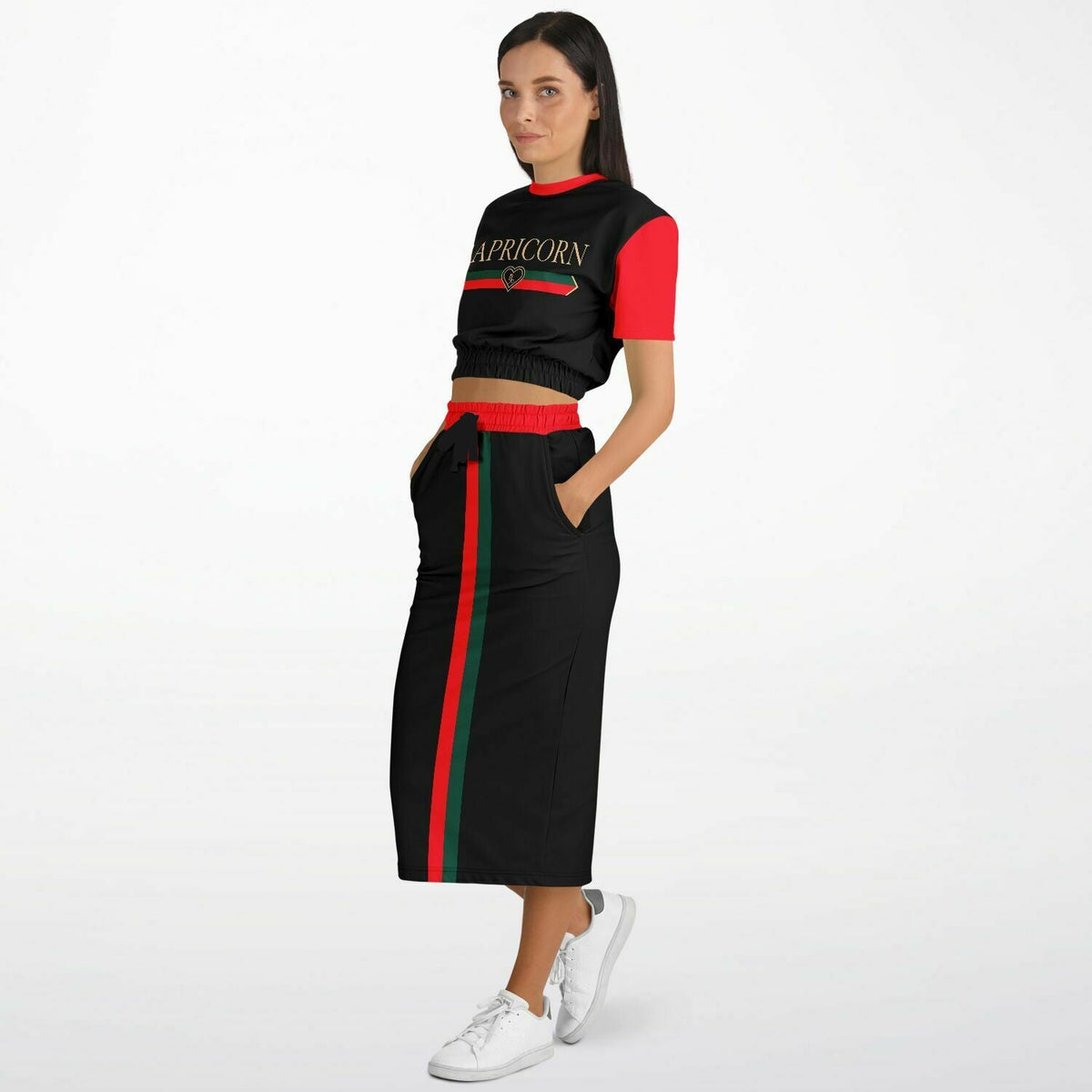 Capricorn G-Heart Crop Shirt &amp; Skirt Outfit