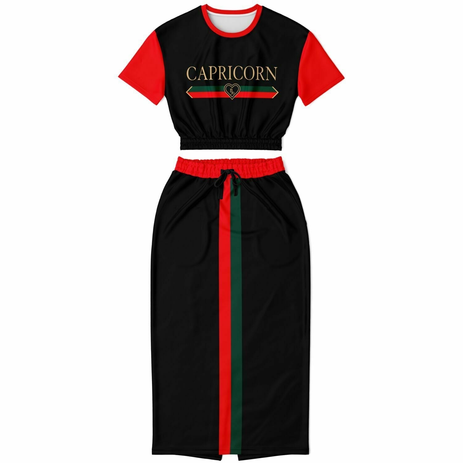 Capricorn G-Heart Crop Shirt & Skirt Outfit