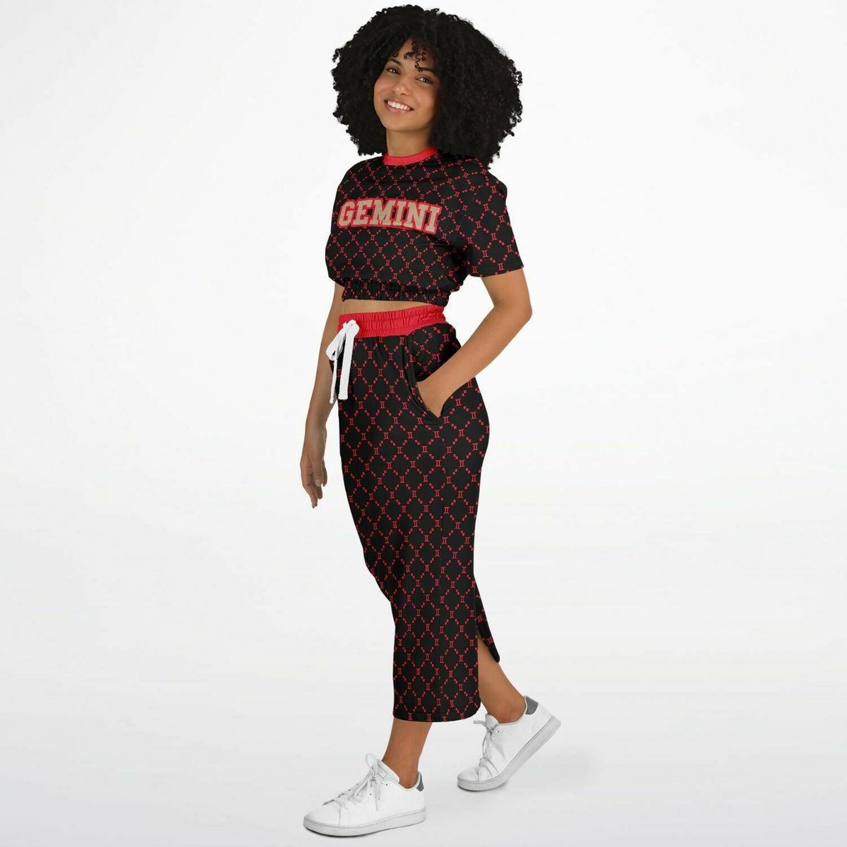 Gemini G-Style Red Crop Shirt and Skirt Outfit