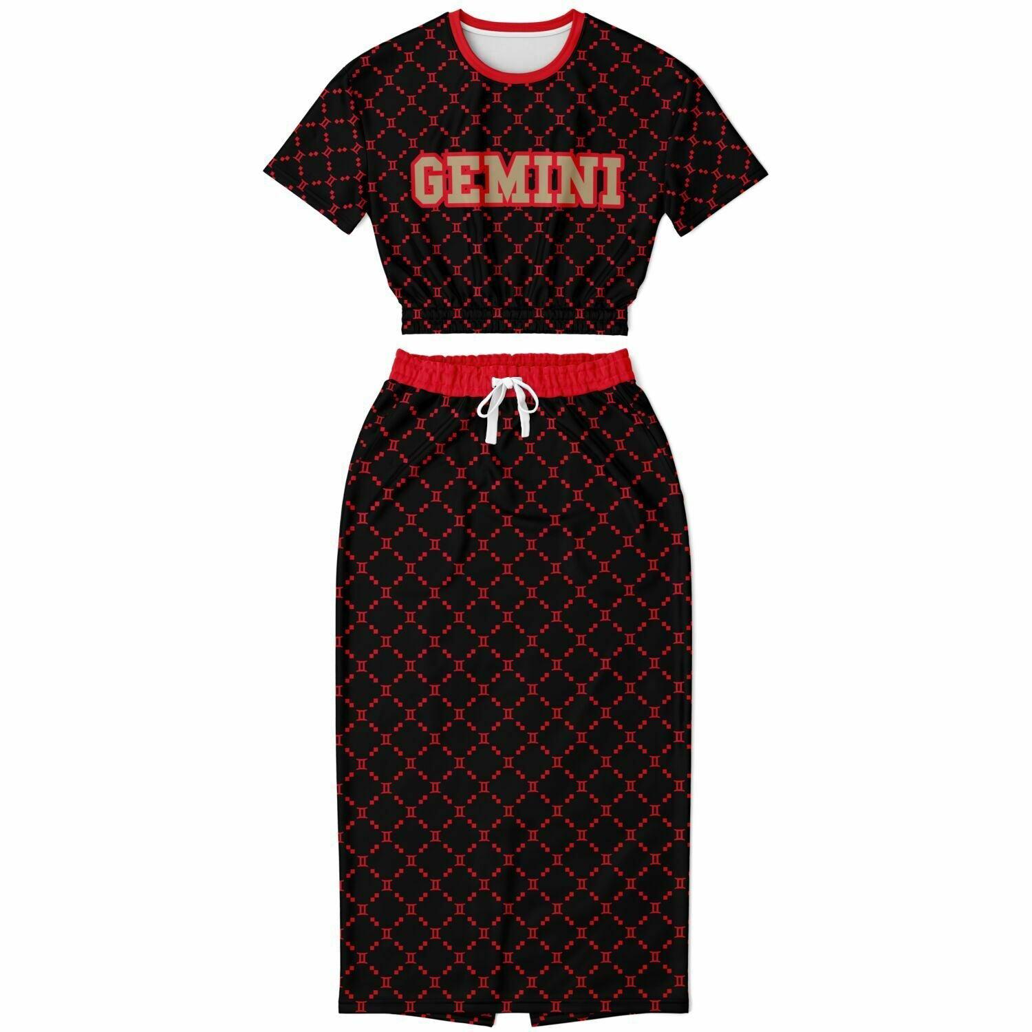 Gemini G-Style Red Crop Shirt and Skirt Outfit
