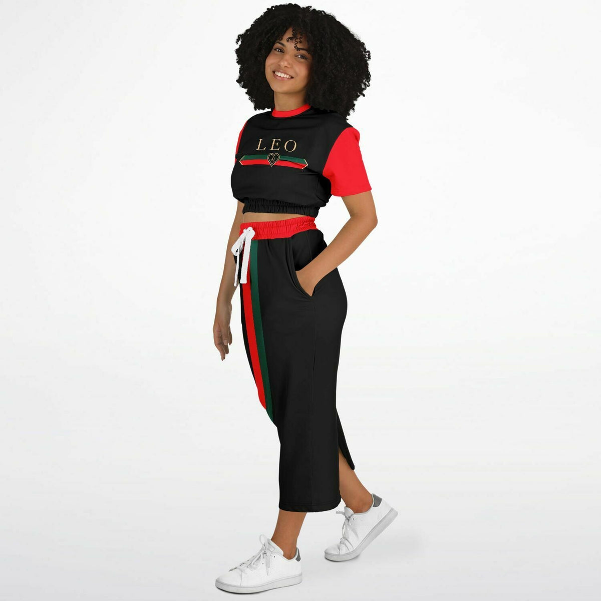 Leo G-Heart Crop Shirt &amp; Skirt Outfit