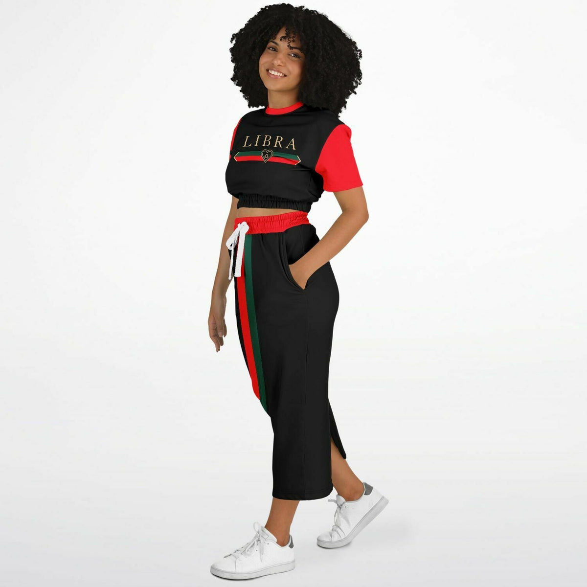 Libra G-Heart Crop Shirt &amp; Skirt Outfit