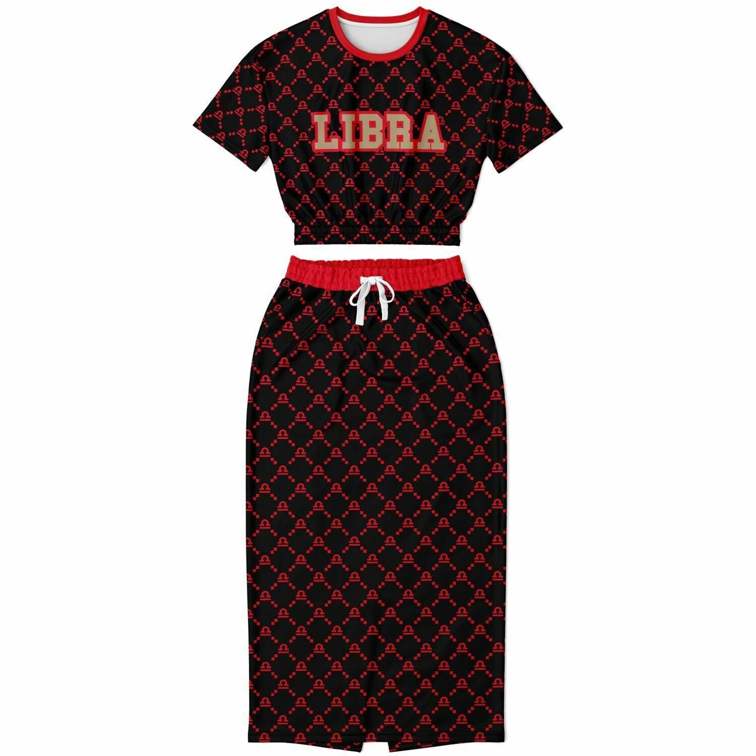 Libra G-Style Red Crop Shirt and Skirt Outfit