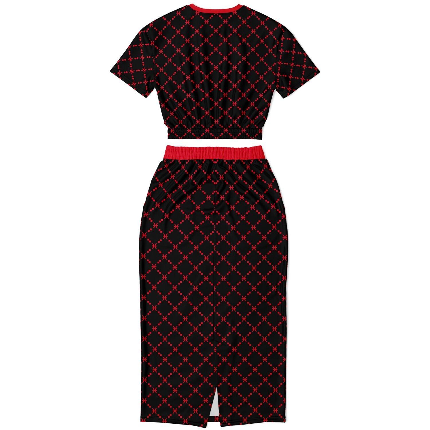Pisces G-Style Red Crop Shirt and Skirt Outfit