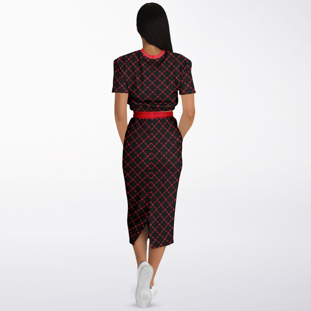 Pisces G-Style Red Crop Shirt and Skirt Outfit
