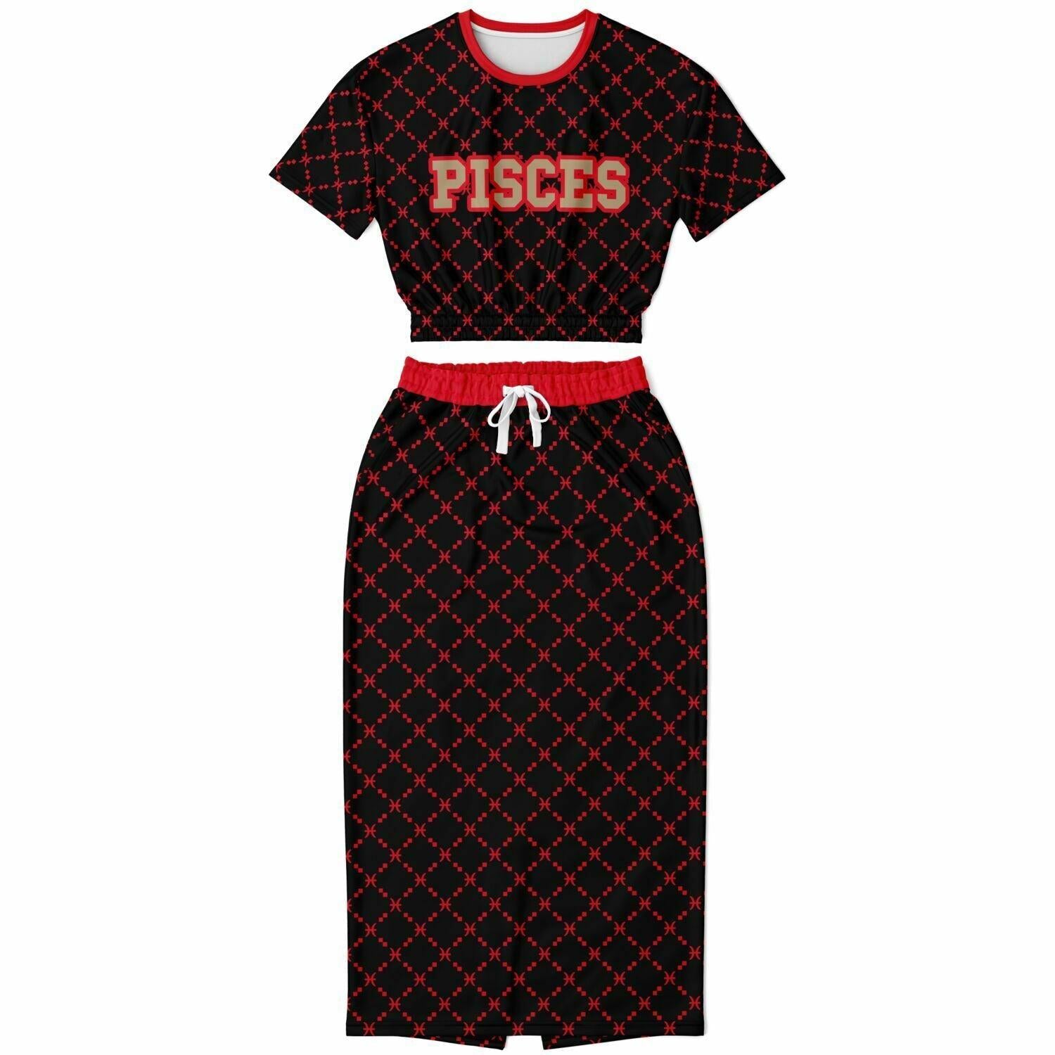Pisces G-Style Red Crop Shirt and Skirt Outfit