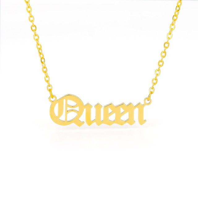 Queen Old English Necklace zodiac jewelry for her birthday outfit