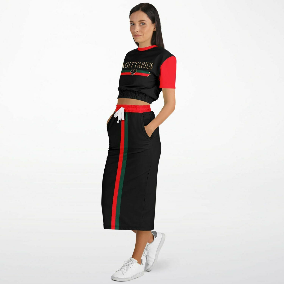 Sagittarius G-Heart Crop Shirt &amp; Skirt Outfit