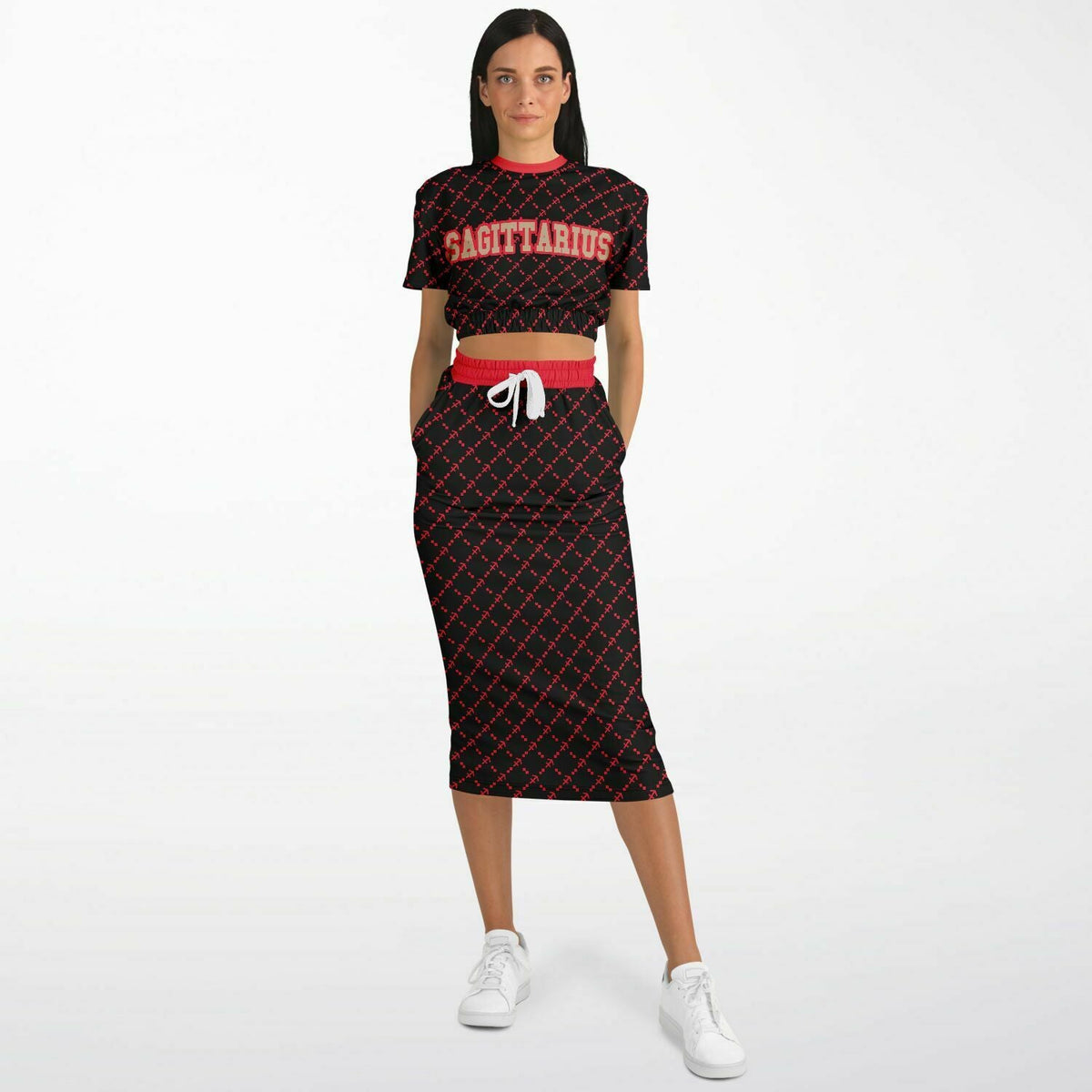 Sagittarius G-Style Red Crop Shirt and Skirt Outfit