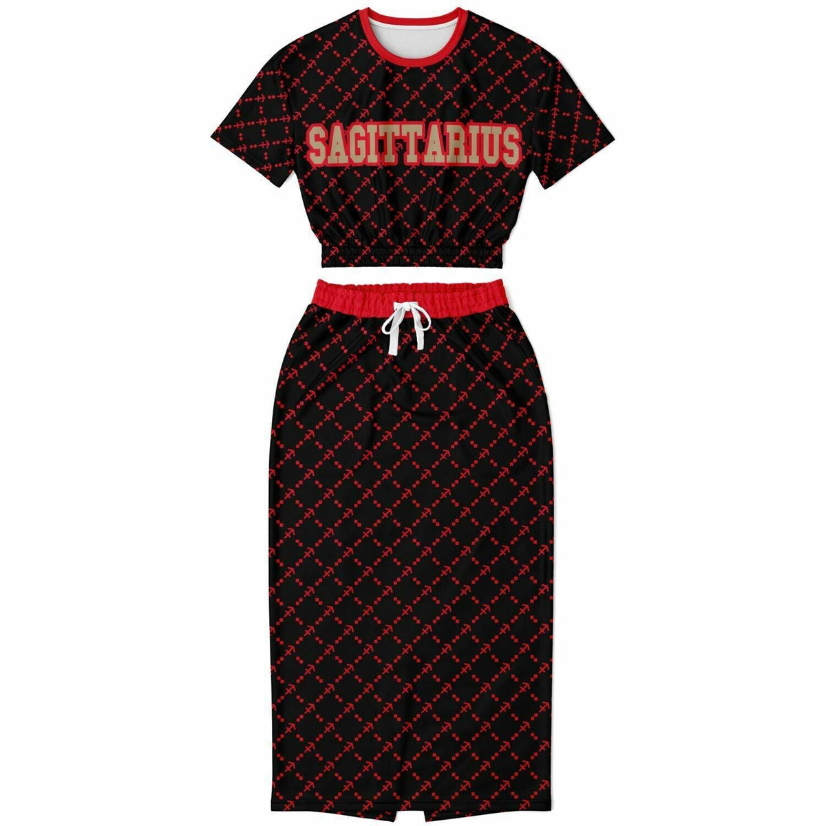 Sagittarius G-Style Red Crop Shirt and Skirt Outfit