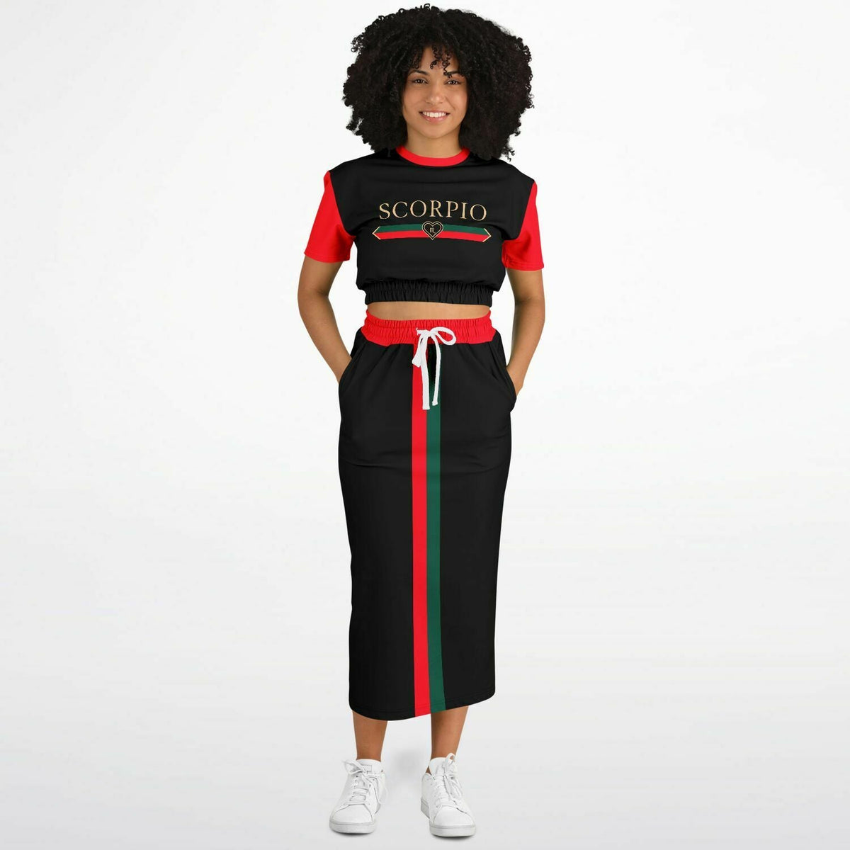 Scorpio G-Heart Crop Shirt &amp; Skirt Outfit