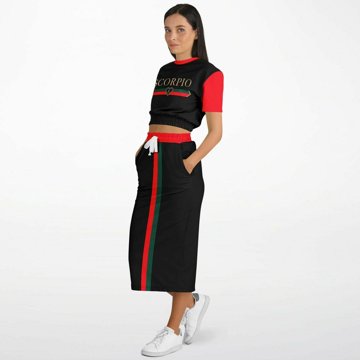 Scorpio G-Heart Crop Shirt &amp; Skirt Outfit