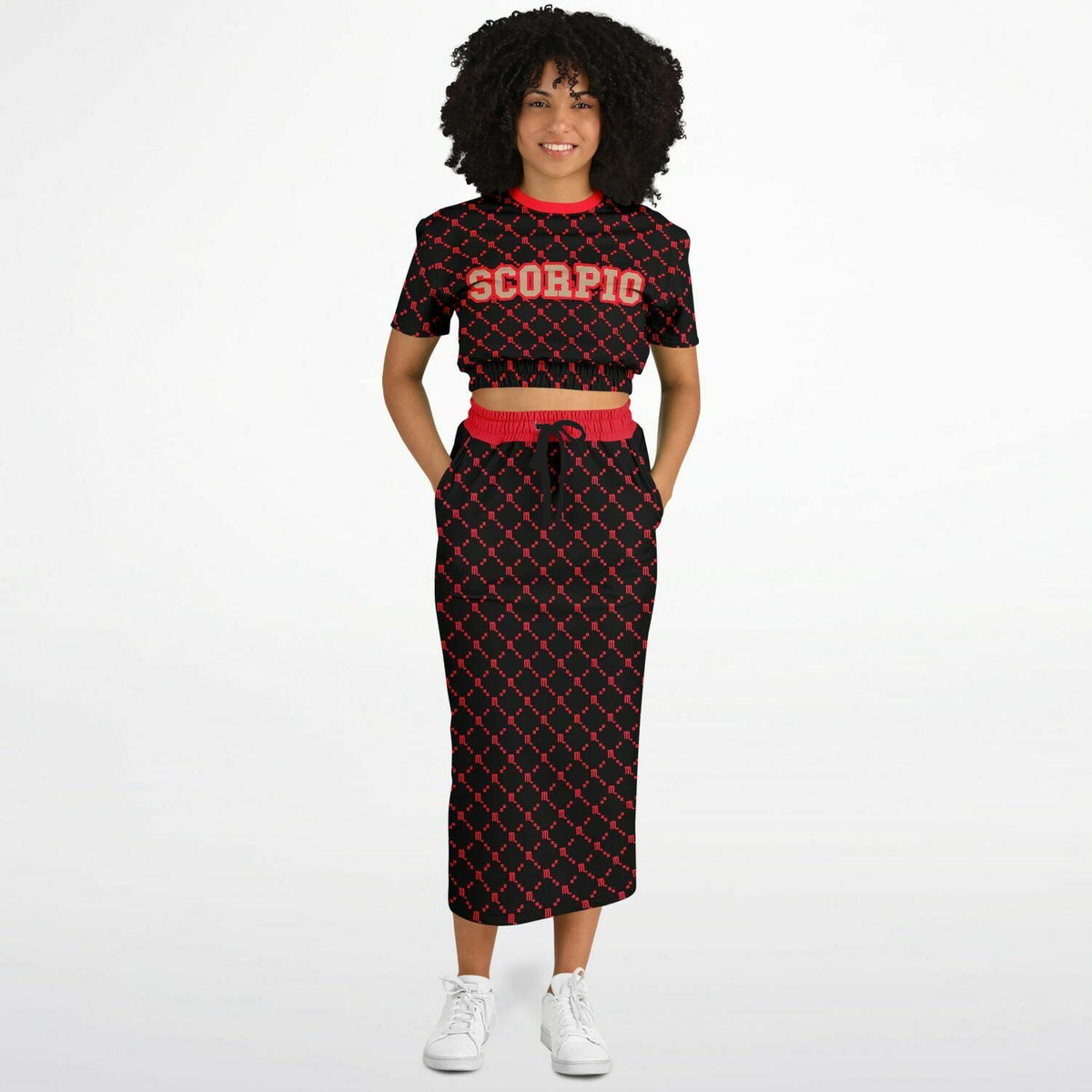 Scorpio G-Style Red Crop Shirt &amp; Skirt Outfit