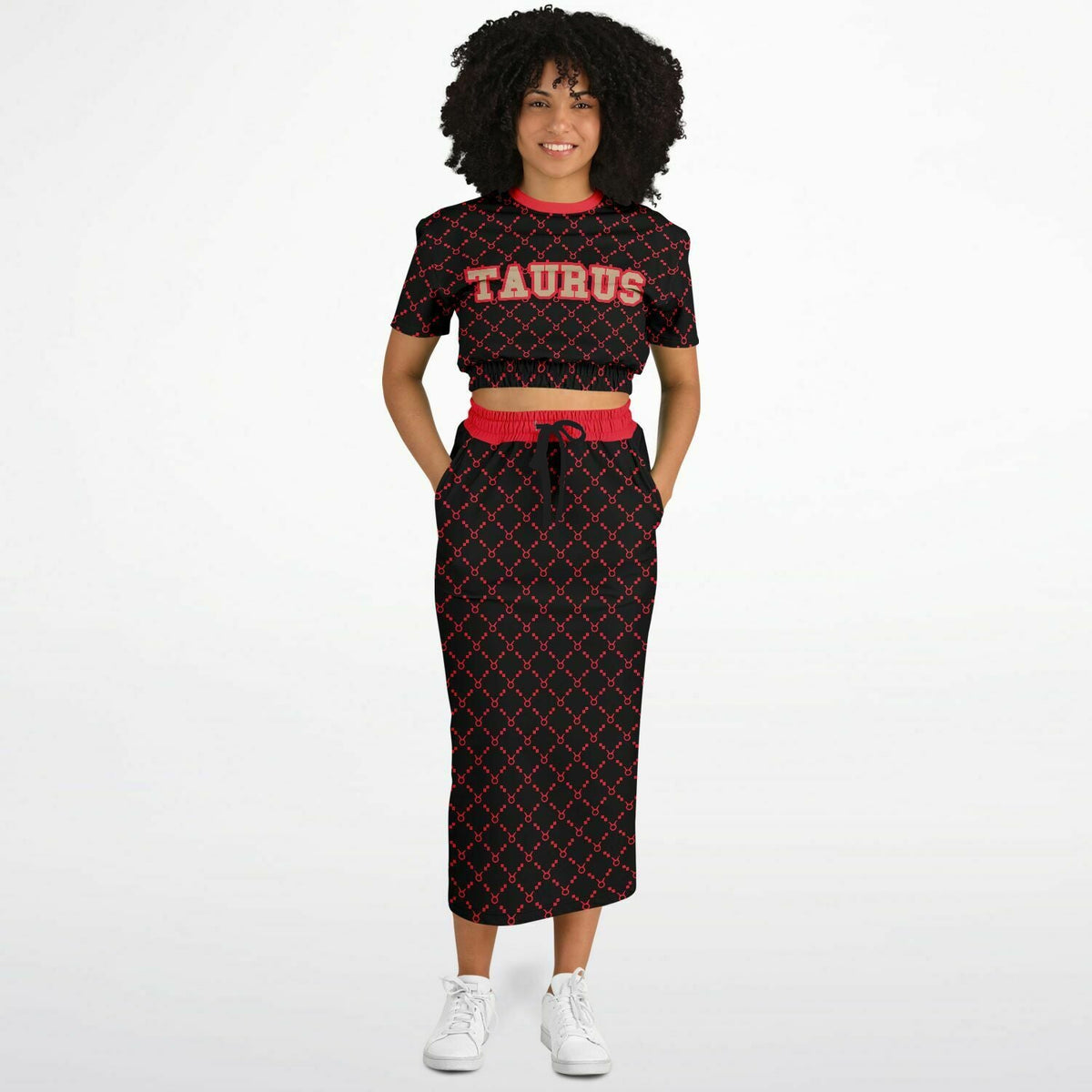 Taurus G-Style Red Crop Shirt and Skirt Outfit