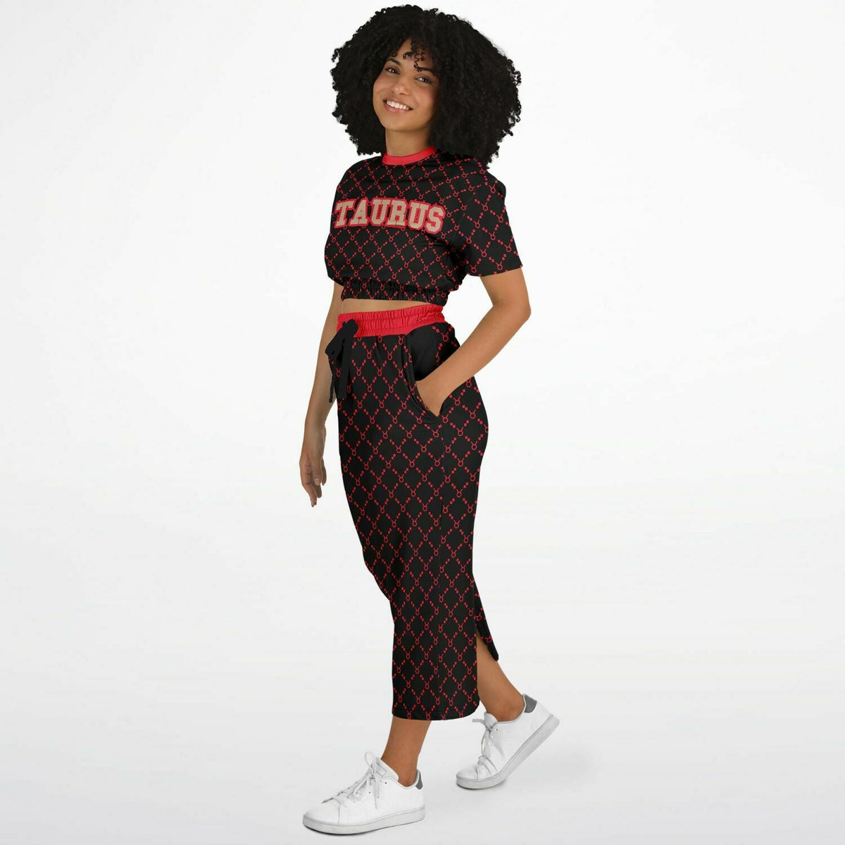 Taurus G-Style Red Crop Shirt and Skirt Outfit