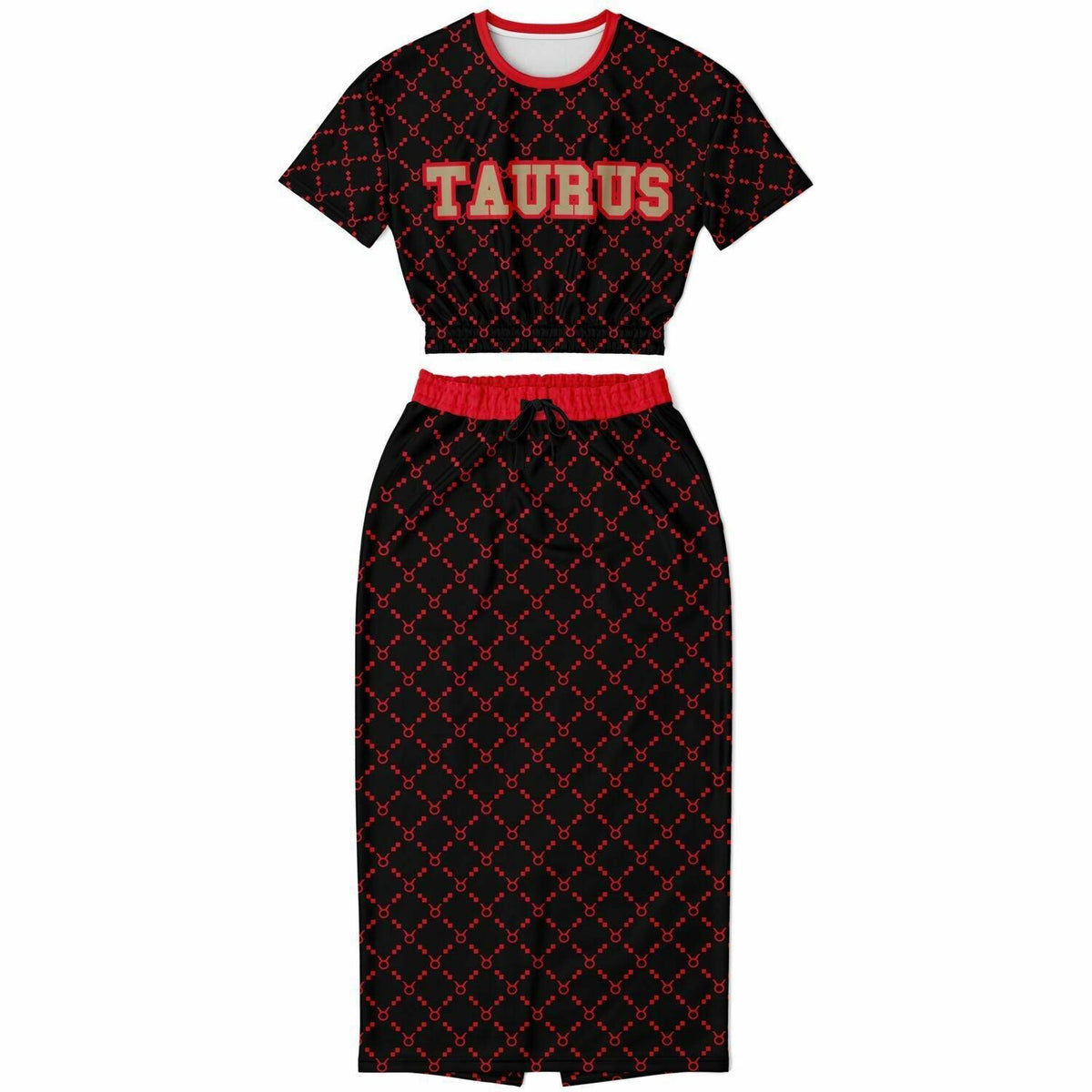 Taurus G-Style Red Crop Shirt and Skirt Outfit