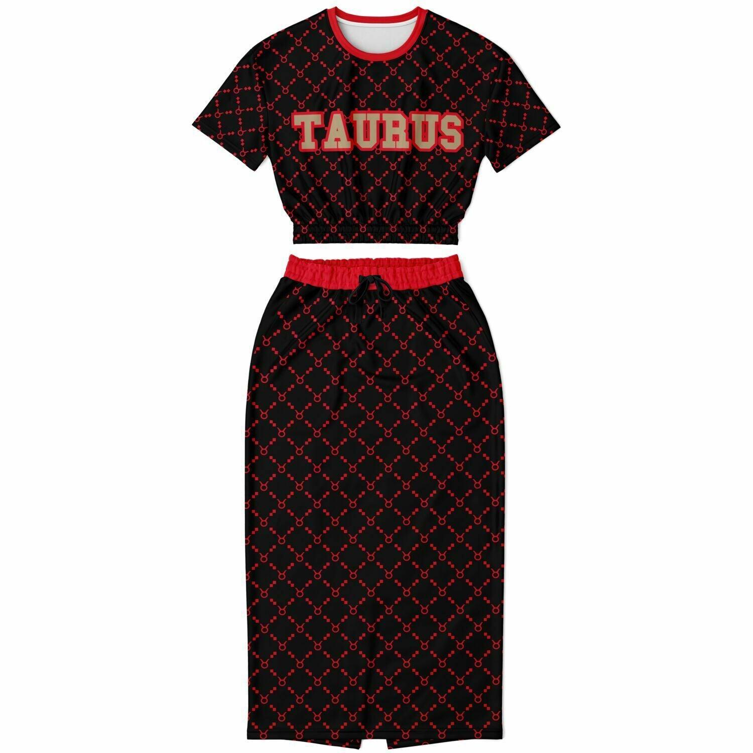 Taurus G-Style Red Crop Shirt and Skirt Outfit
