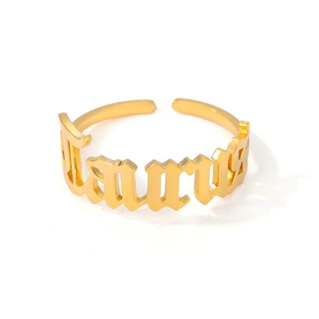 Taurus Old English Ring zodiac jewelry for her birthday outfit