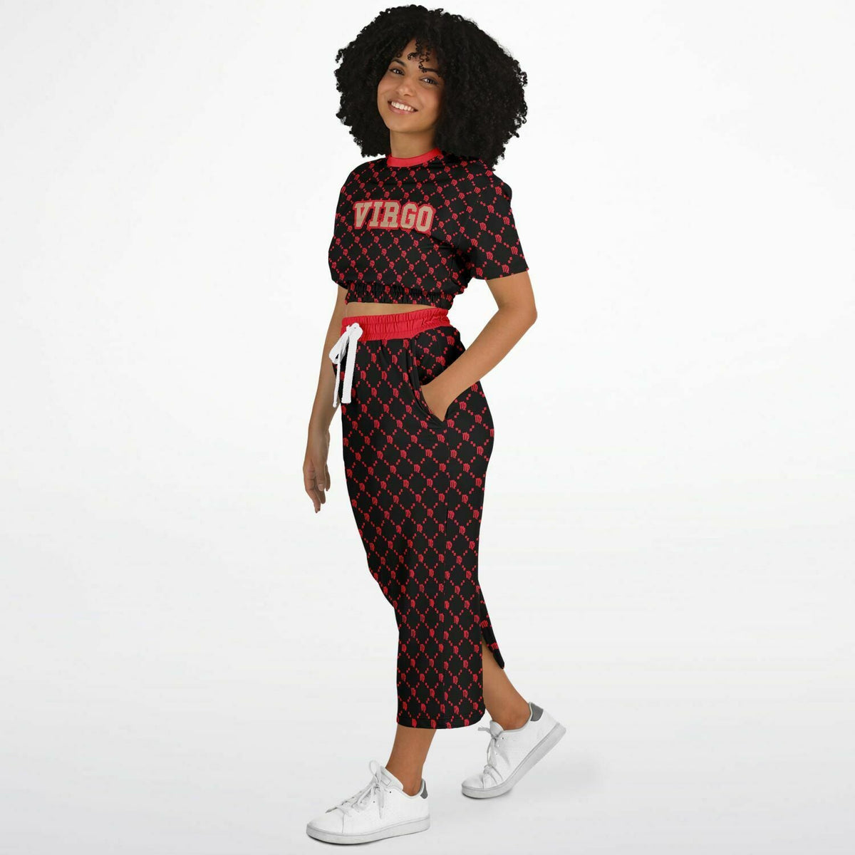 Virgo G-Style Red Crop Shirt and Skirt Outfit