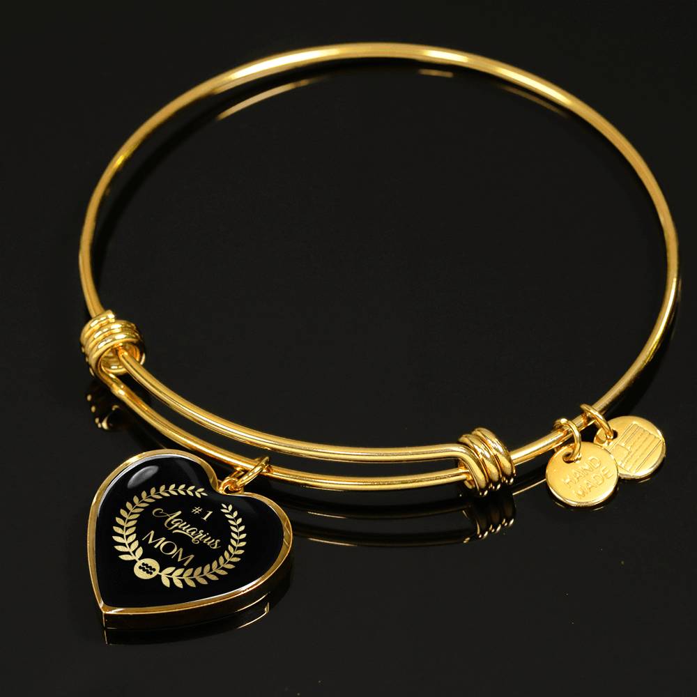 #1 Aquarius Mom Heart Bangle zodiac jewelry for her birthday outfit