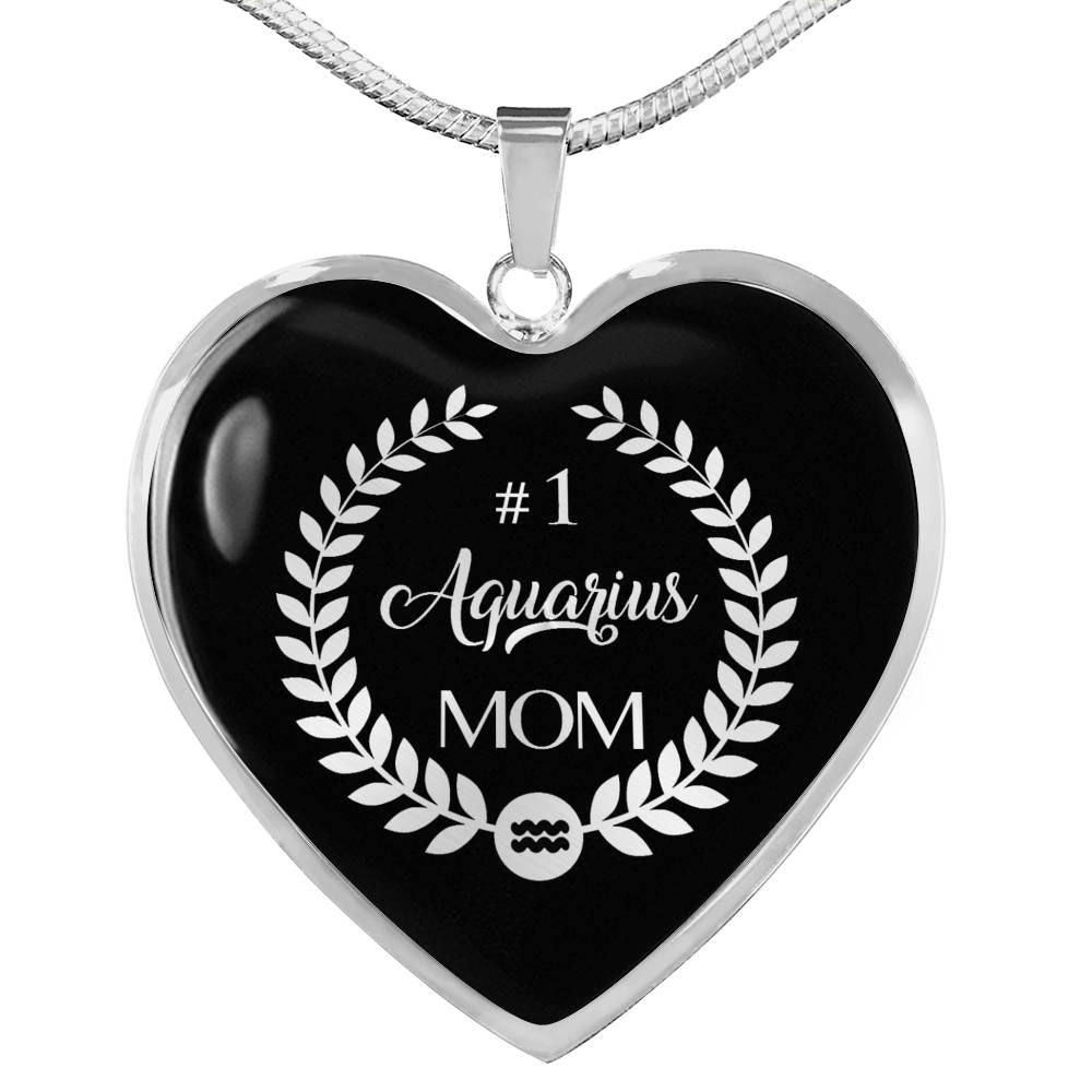 #1 Aquarius Mom Heart Necklace zodiac jewelry for her birthday outfit