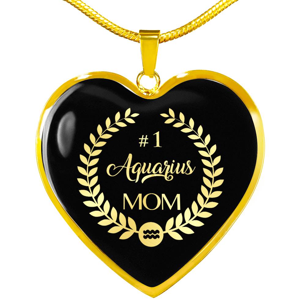 #1 Aquarius Mom Heart Necklace zodiac jewelry for her birthday outfit