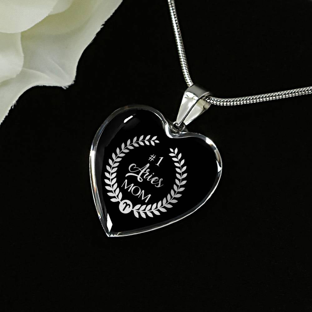 #1 Aries Mom Heart Necklace zodiac jewelry for her birthday outfit