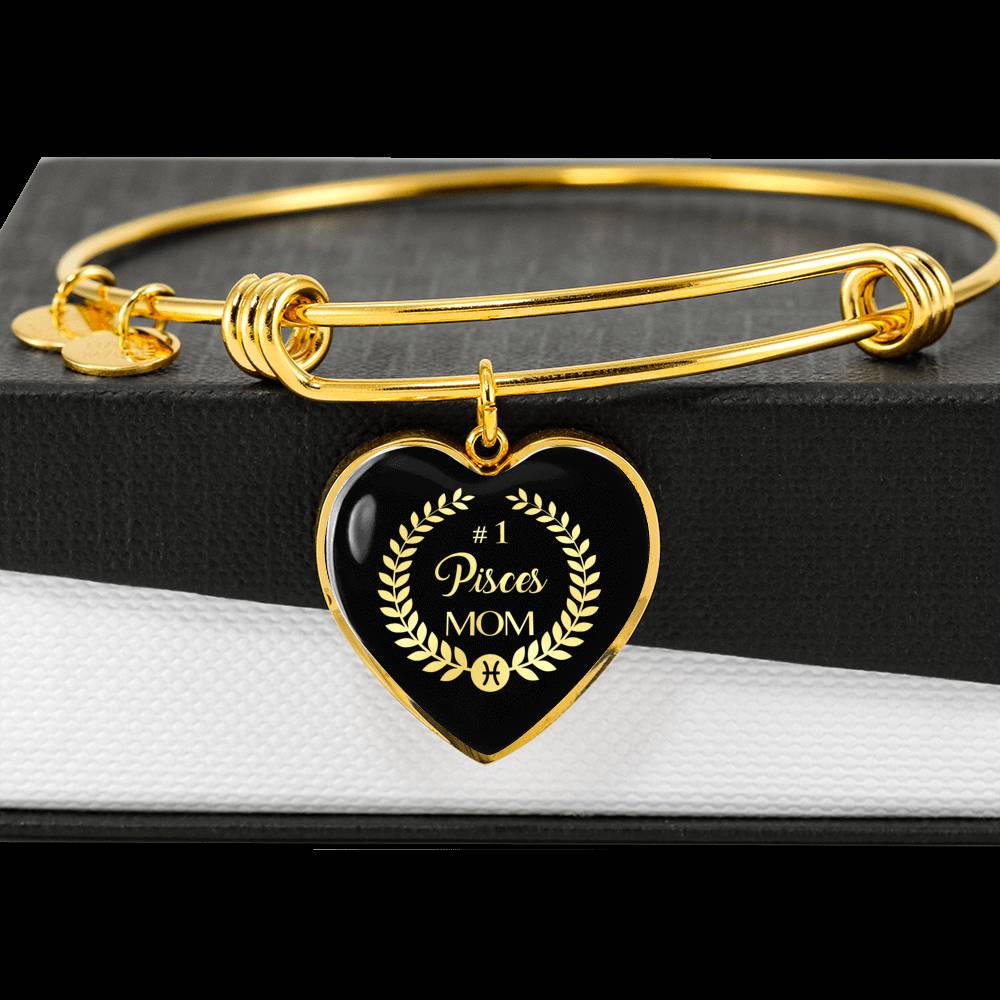#1 Pisces Mom Heart Bangle zodiac jewelry for her birthday outfit