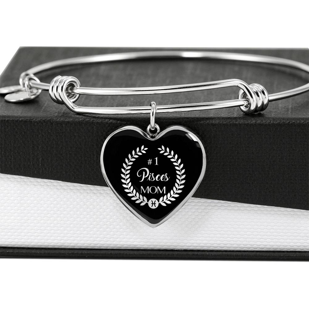 #1 Pisces Mom Heart Bangle zodiac jewelry for her birthday outfit
