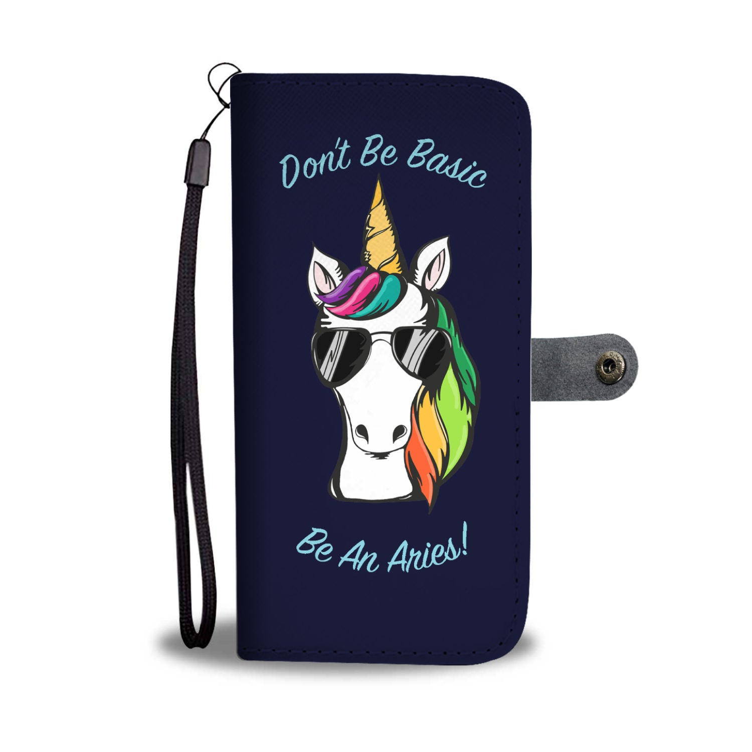 Aries Don't Be Basic Blue Phone Wallet