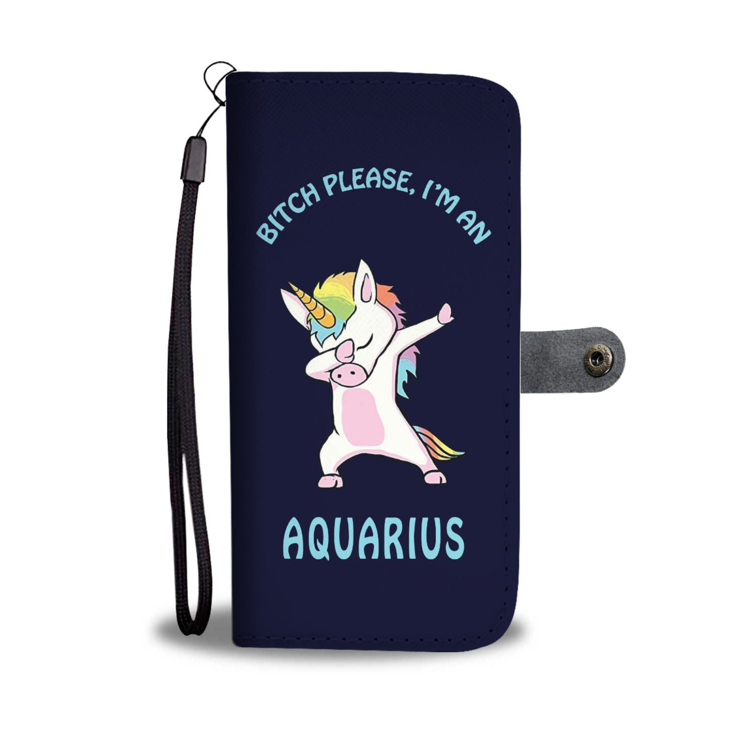 Aquarius Dabbing Unicorn Blue Phone Wallet