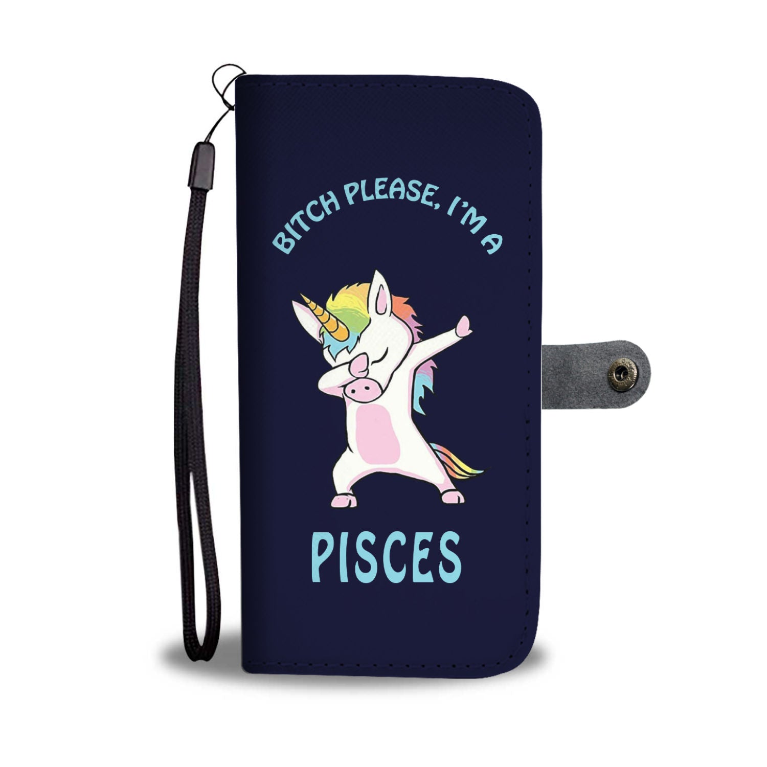 Pisces Dabbing Unicorn Blue Phone Wallet