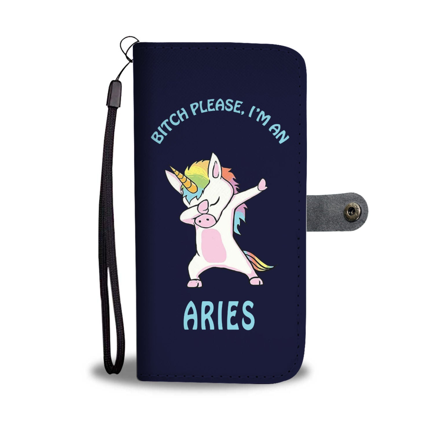 Aries Dabbing Unicorn Blue Phone Wallet