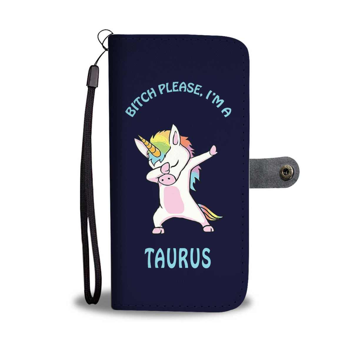 Taurus Dabbing Unicorn Blue Phone Wallet