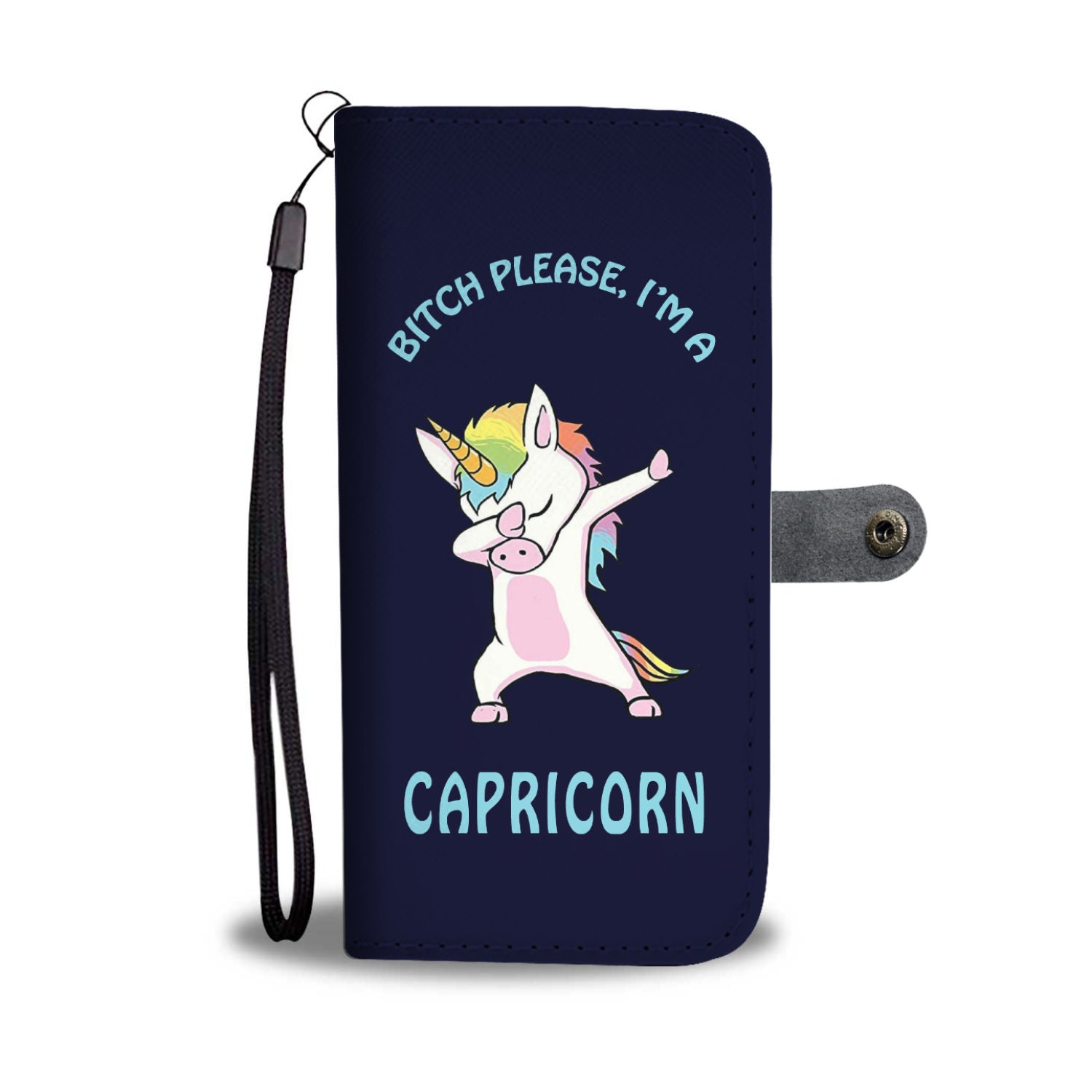 Capricorn Dabbing Unicorn Blue Phone Wallet