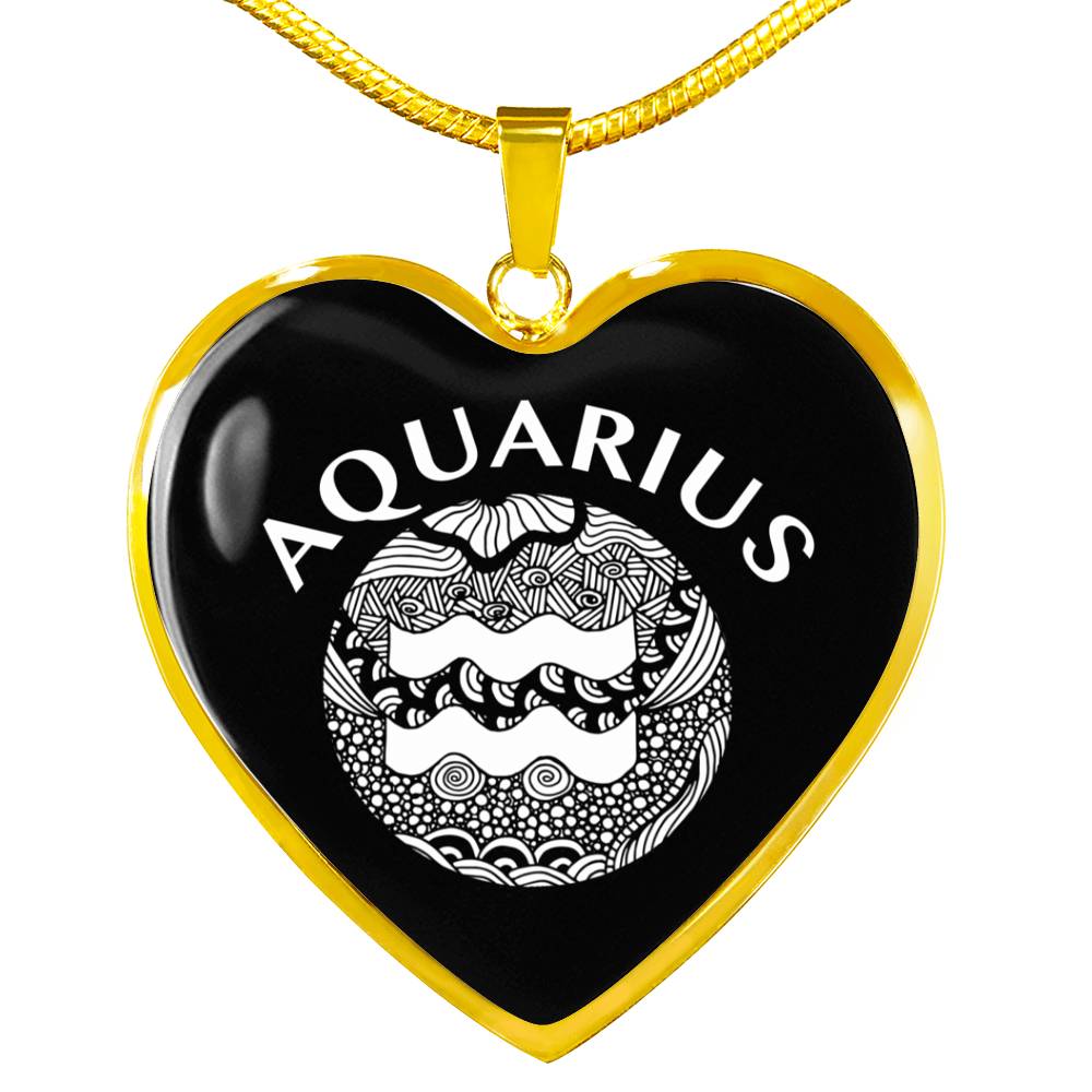 Aquarius Circle Heart Necklace zodiac jewelry for her birthday outfit