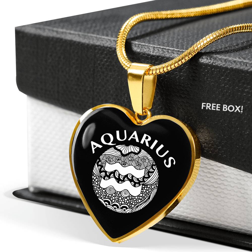 Aquarius Circle Heart Necklace zodiac jewelry for her birthday outfit