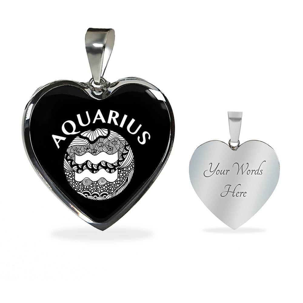 Aquarius Circle Heart Necklace zodiac jewelry for her birthday outfit