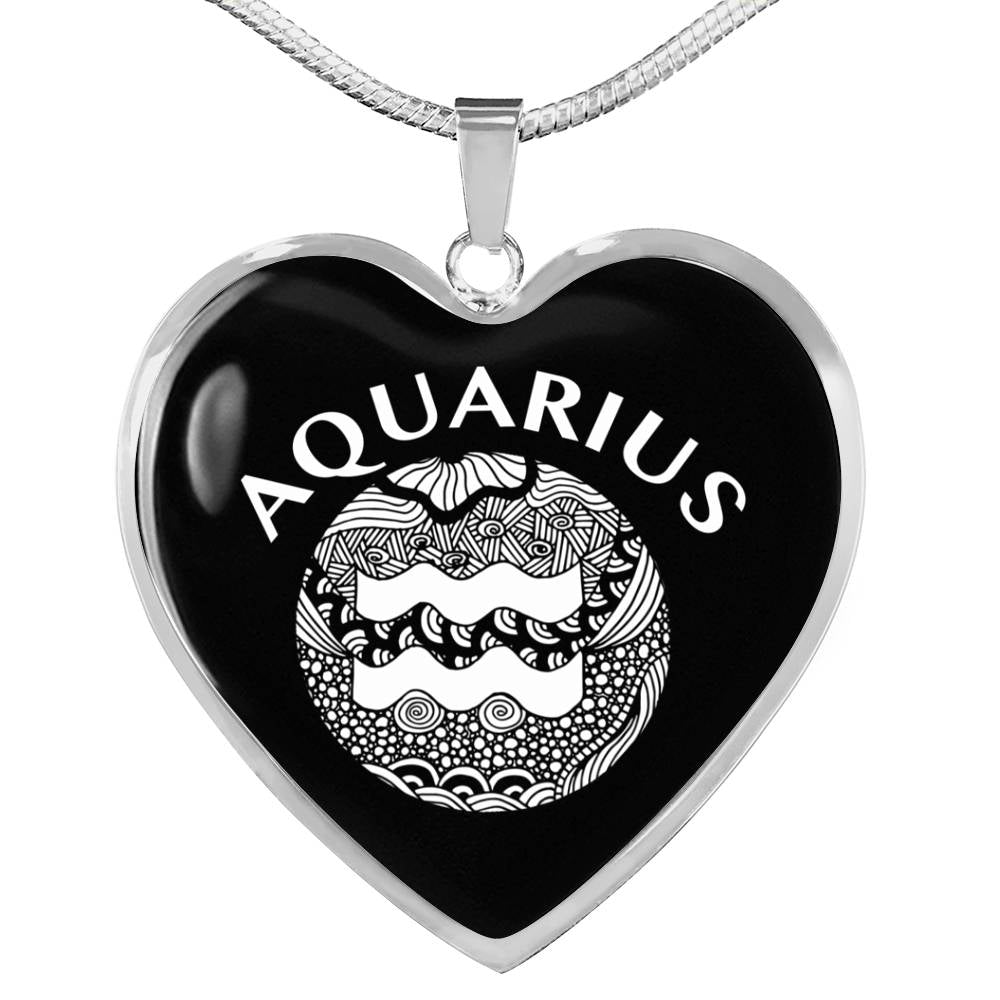 Aquarius Circle Heart Necklace zodiac jewelry for her birthday outfit