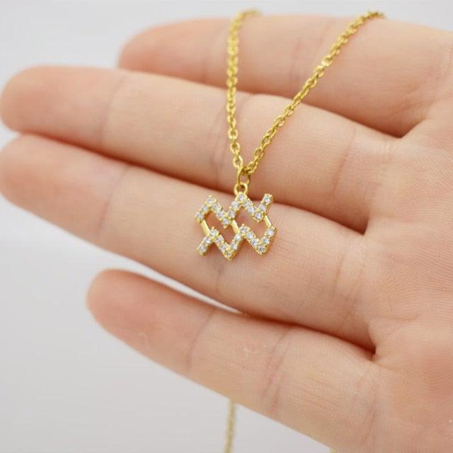 Aquarius Crystal Sign Choker zodiac jewelry for her birthday outfit
